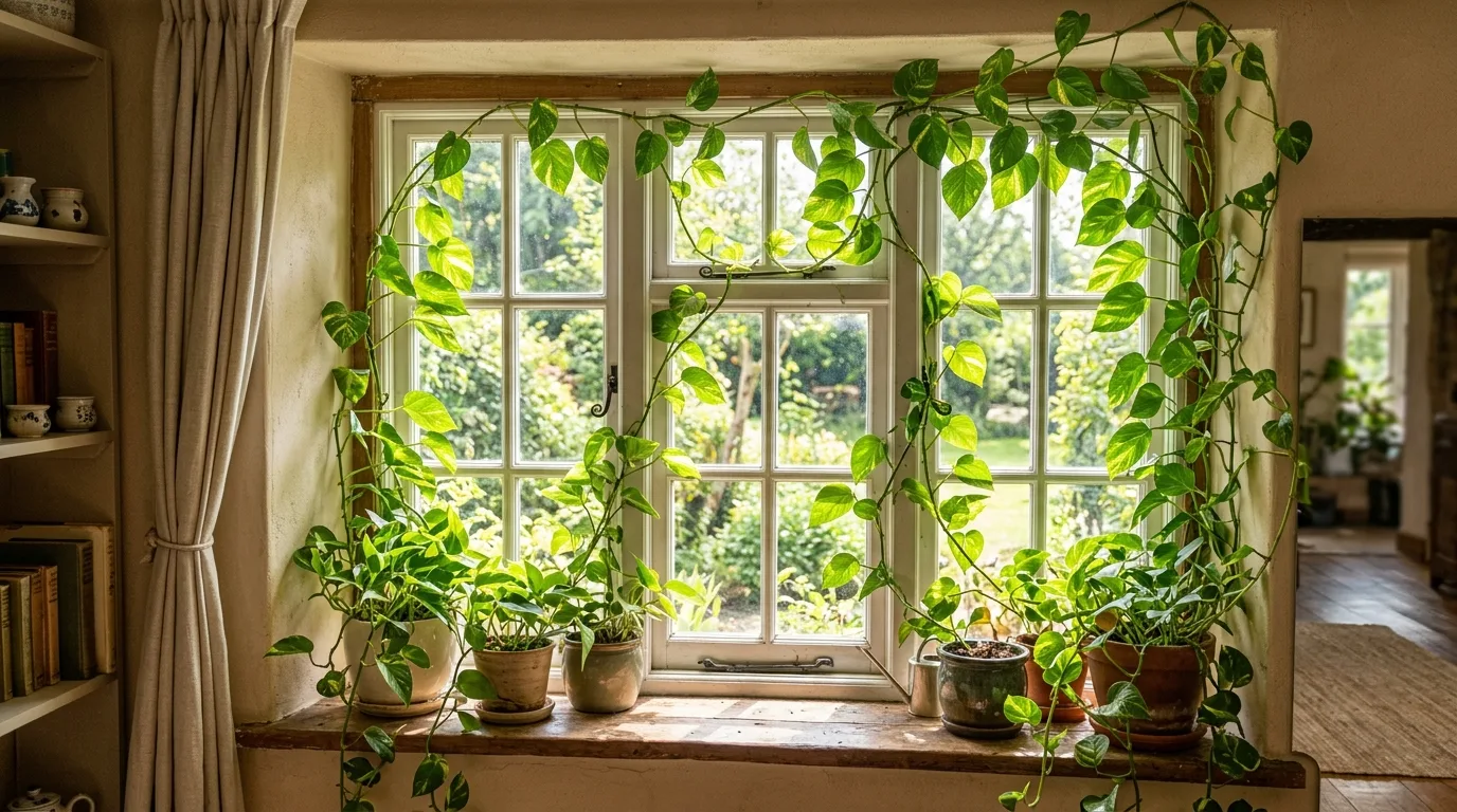 Pothos Around Indoor Window Frames